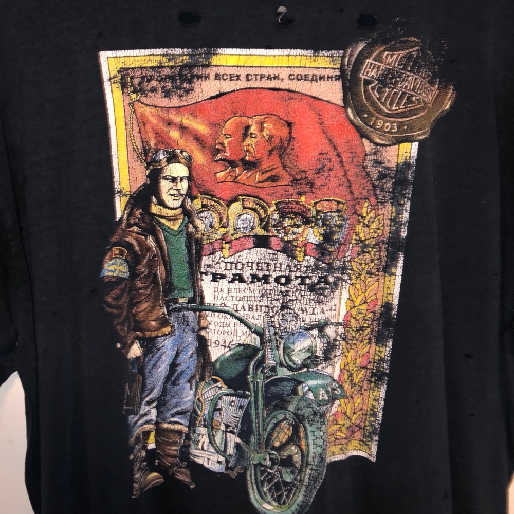 HARLEY DAVIDSON MOSCOW RUSSIA DESTROYED TEE - Picture 4 of 5